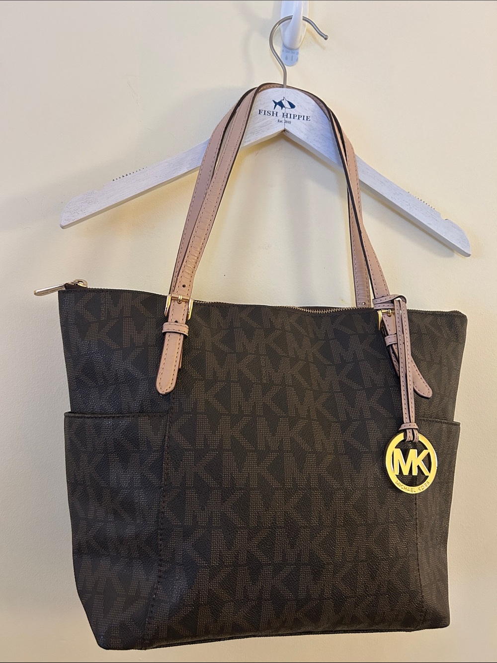 MICHAEL Michael Kors Jet Set East West Tote Signature Monogram Canvas E-1306